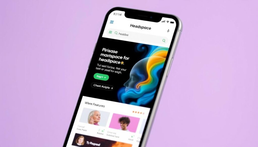 Generate an image of the Headspace app homepage on a mobile device.