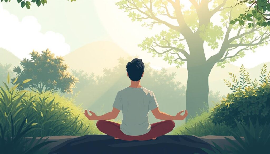 Image of a person practicing mindfulness in a serene environment