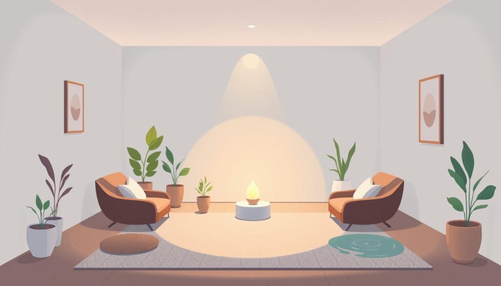 Image of a serene meditation environment for beginners