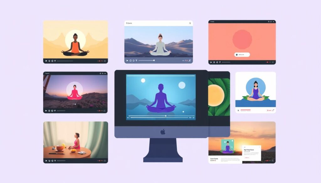 Image of various meditation video platforms