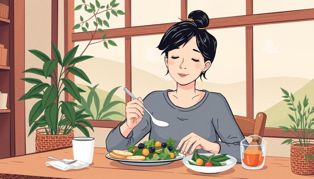 Image of a person eating slowly and mindfully